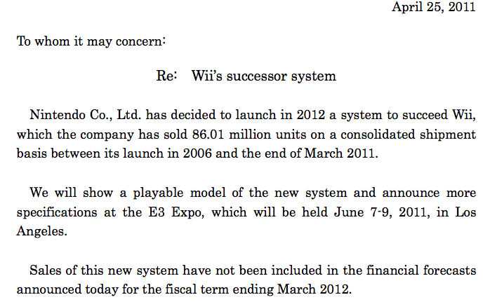 wii 2 release date 2011. Nintendo Wii 2 revealed,