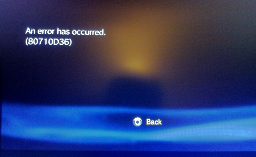 PlayStation Store Error Message 80710D36