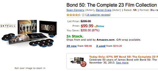 Bond Blu-ray Collection on sale at Amazon today