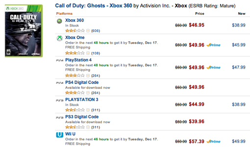 call of duty ghost ps3 price