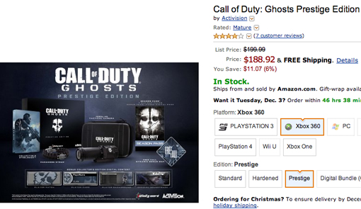 Call of Duty Ghosts Prestige Edition (Xbox 360) 