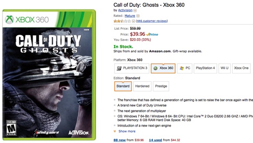 Call of Duty: Ghosts -- Prestige Edition (Microsoft Xbox 360, 2013