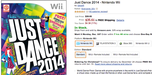 Just Dance 2014 on sale for Nintendo Wii