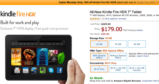 Kindle Fire Cyber Monday sale