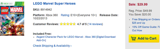 Lego Marvel Superheroes Cyber Monday 2013 deal