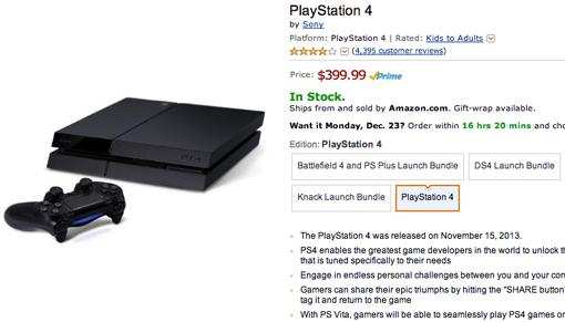 PS4 in stock at Amazon