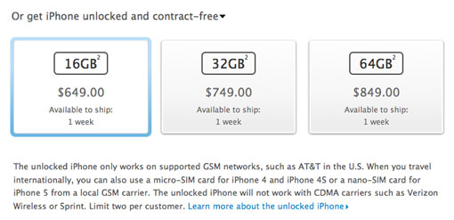 Unlocked iPhone 5 contract-free