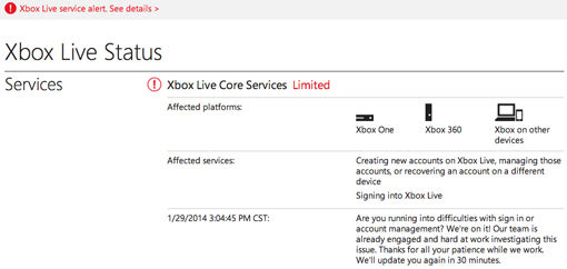 Xbox Live down 2014