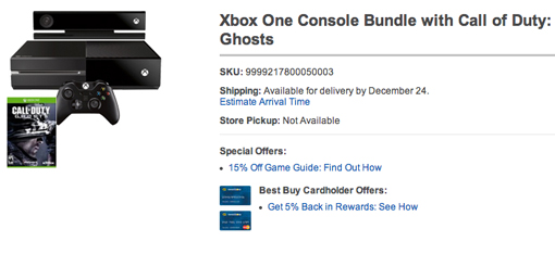 Xbox One console bundle with Call of Duty Ghosts